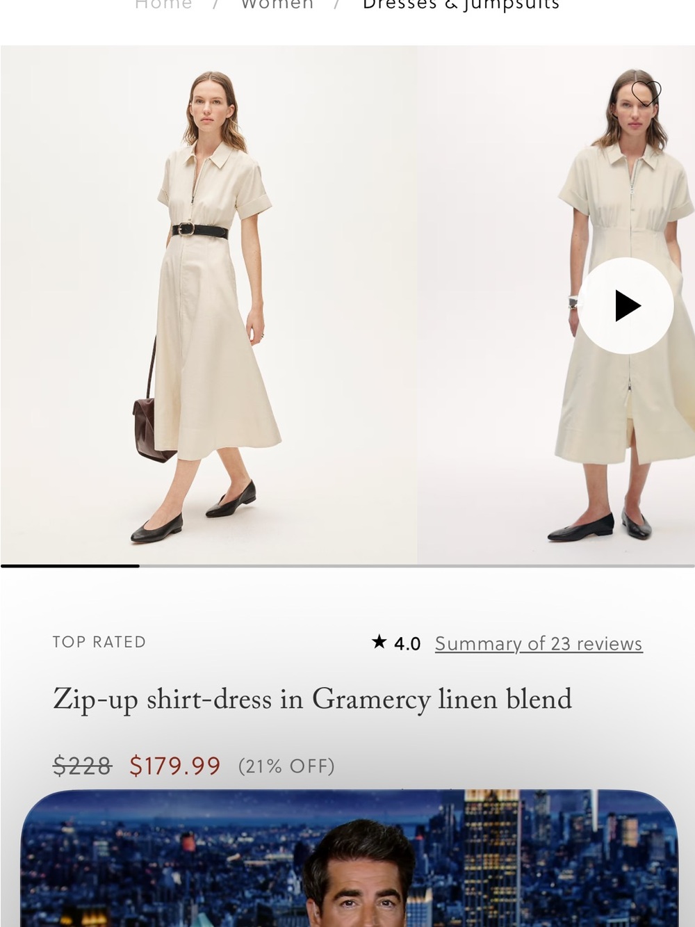 J. Crew Zip-up shirt-dress in Gramercy linen blend - Sandy Hay